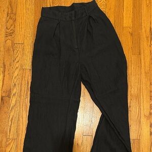 Posse Charcoal Pleated Linen Trousers